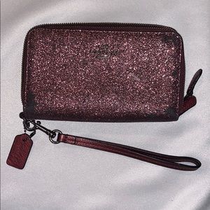 Purple Glitter Coach Wristlet